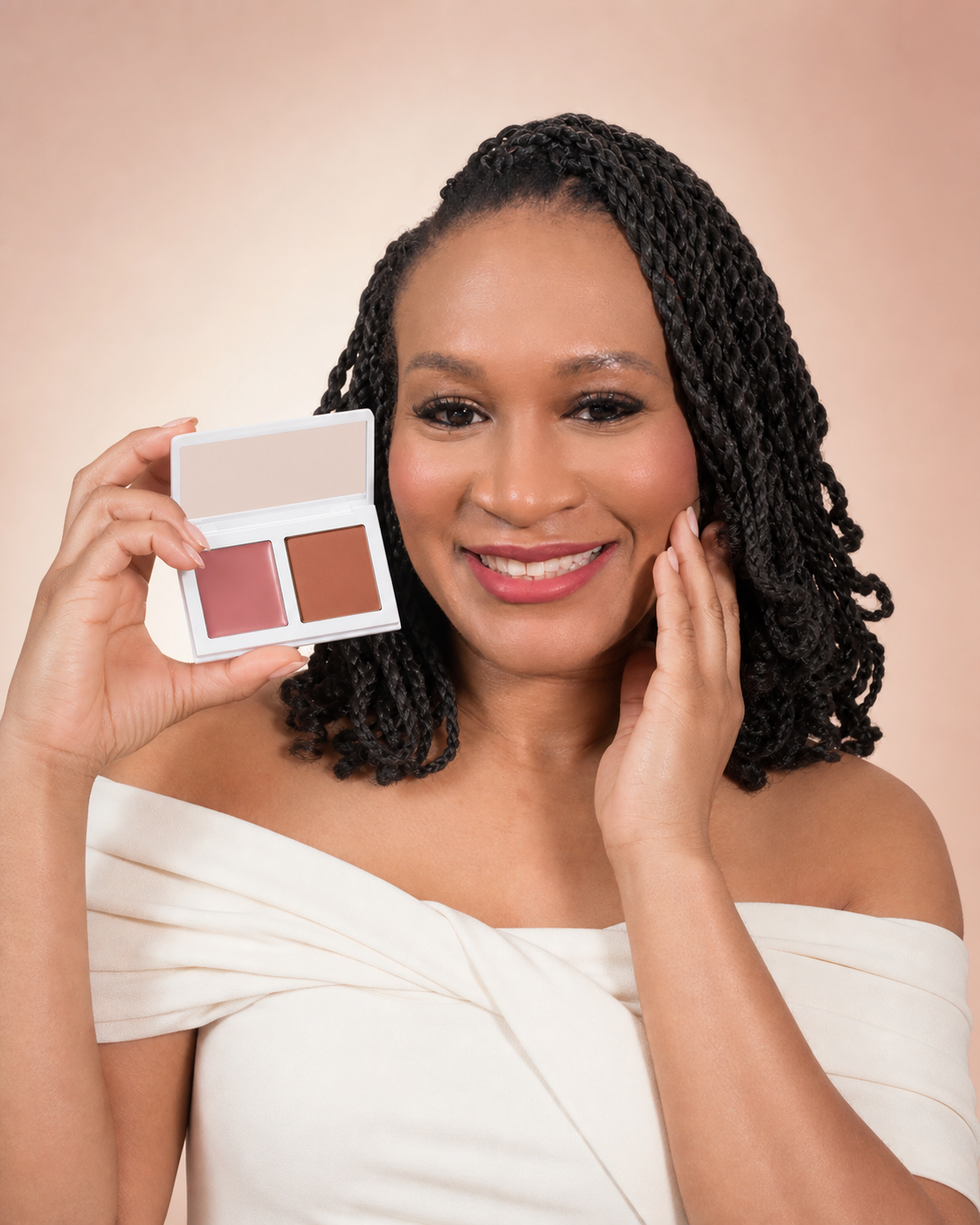 Cashmere Flush - Cream + Powder Blush Duo shown on model