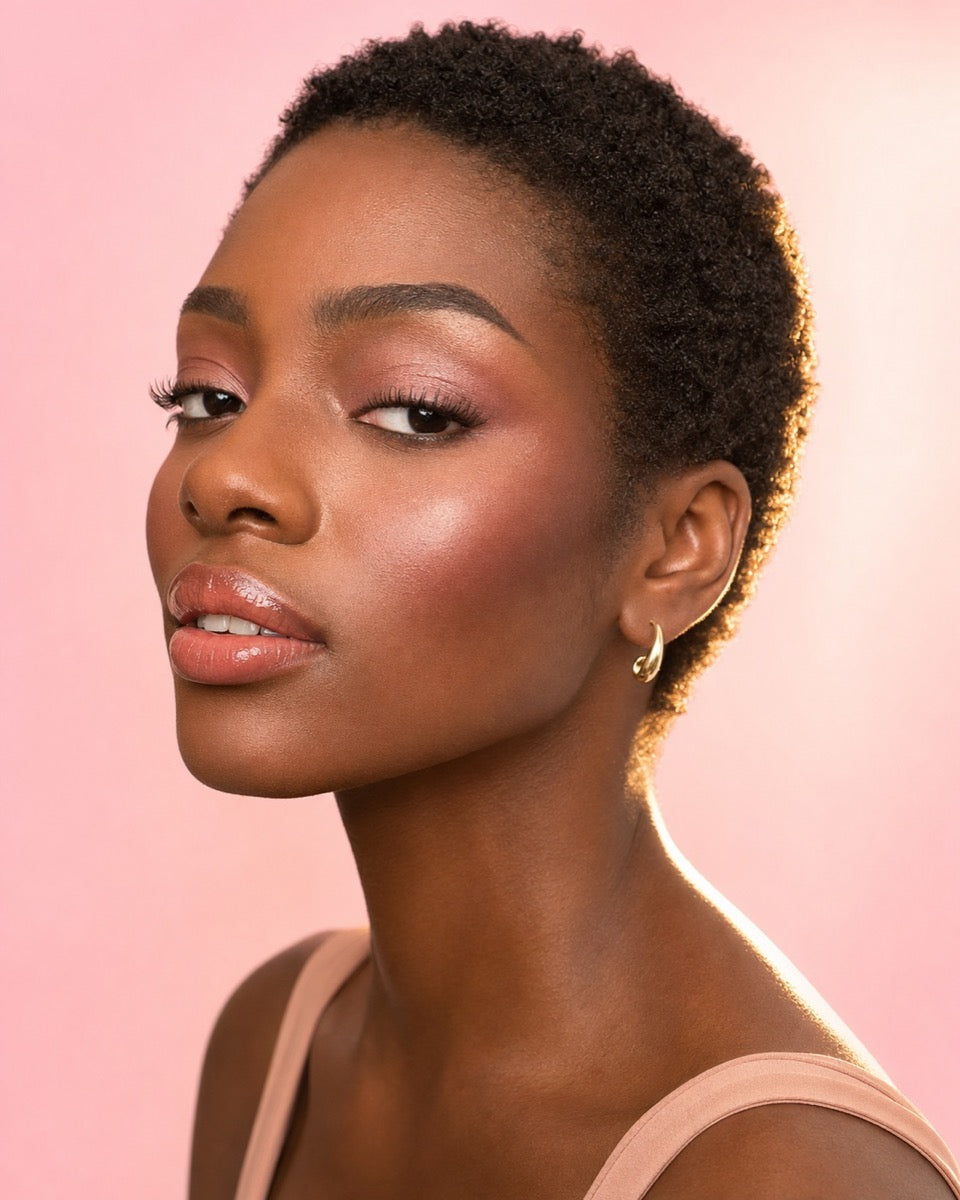 Model wearing luminous Luvelie blush