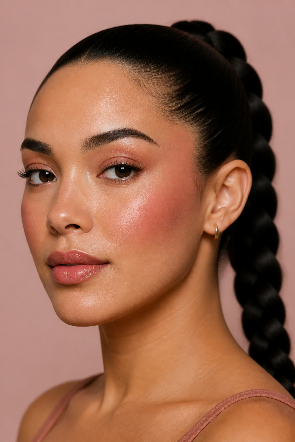 Satin Ember - Cream + Powder Blush Duo shown on model